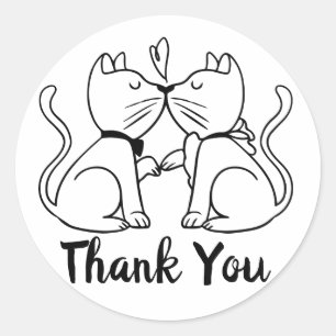 Kat Dank je dat je Bedankt van Black White Kat tro Ronde Sticker
