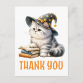 Kat Dank je kitten heks Halloween boek liefhebber Briefkaart (Voorkant)