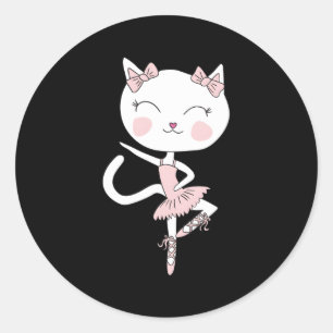 Kat Dans Ballerina Dansende Pirouette Tutu Ronde Sticker