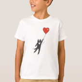Kat dat aan een ballon drijft - kies achterkleur t-shirt (Voorkant)