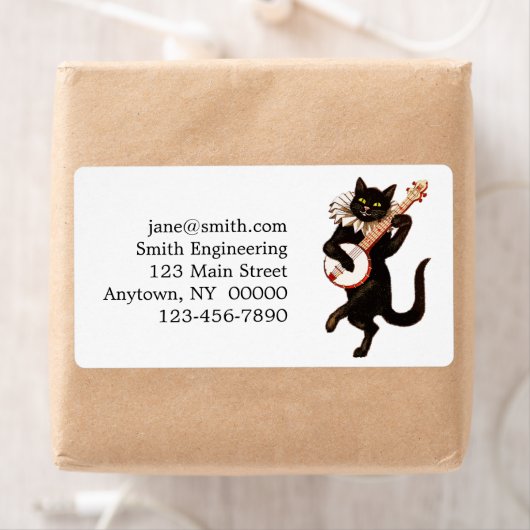 Kat dat Banjo speelt Etiket (Insitu)