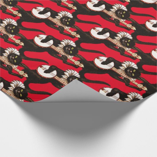 Kat dat Banjo Thunder_Cove speelt Cadeaupapier (Hoek)