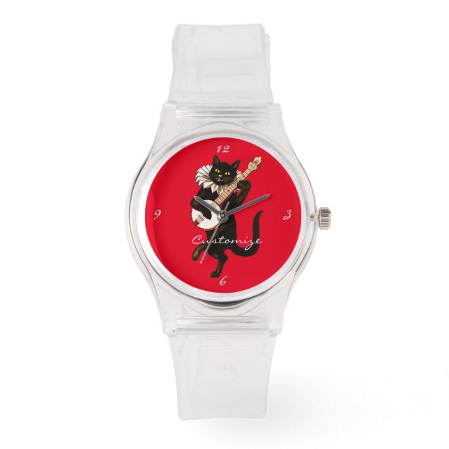 Kat dat Banjo Thunder_Cove speelt Horloge (Voorkant)