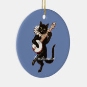 Kat dat Banjo Thunder_Cove speelt Keramisch Ornament (Rechts)