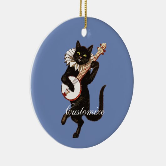 Kat dat Banjo Thunder_Cove speelt Keramisch Ornament (Rechts)