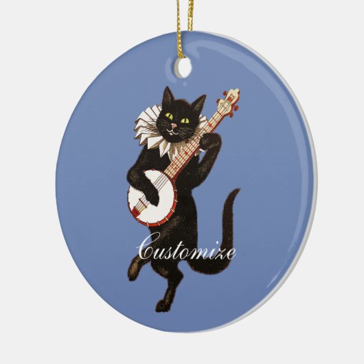 Kat dat Banjo Thunder_Cove speelt Keramisch Ornament (Links)