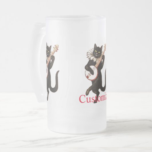 Kat dat Banjo Thunder_Cove speelt Matglas Bierpul (Voorkant links)