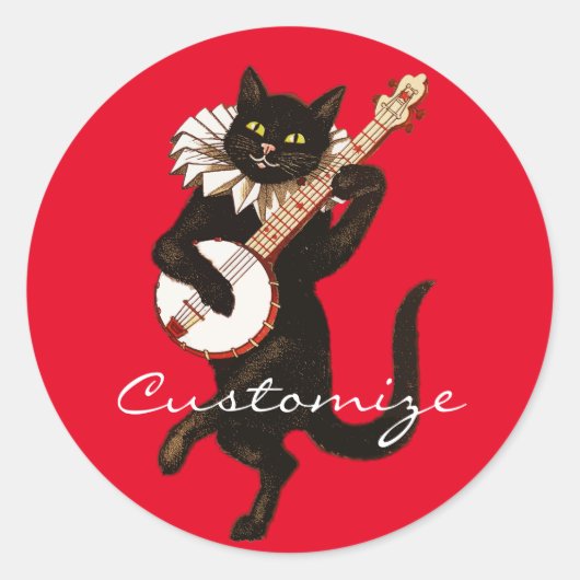 Kat dat Banjo Thunder_Cove speelt Ronde Sticker (Voorkant)