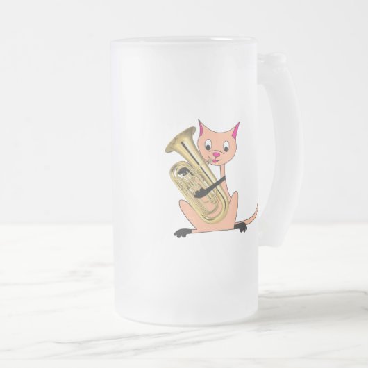 Kat dat de euphonium afspeelt matglas bierpul (Voorkant rechts)