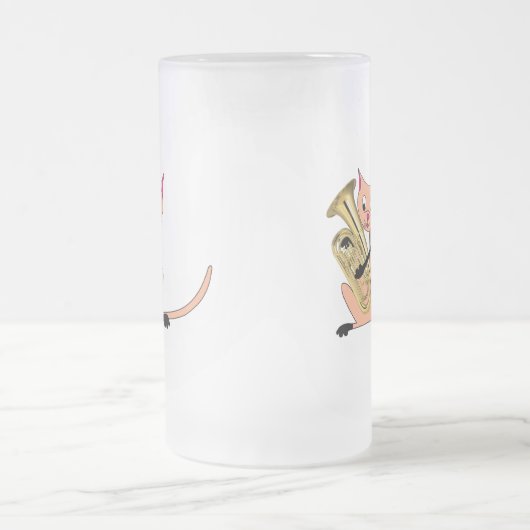 Kat dat de euphonium afspeelt matglas bierpul (Center)