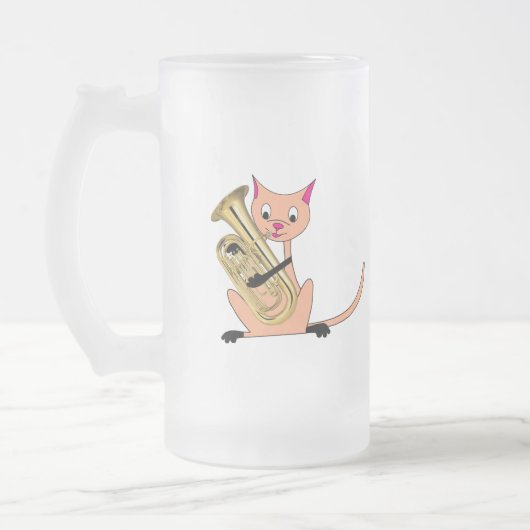 Kat dat de euphonium afspeelt matglas bierpul (Links)