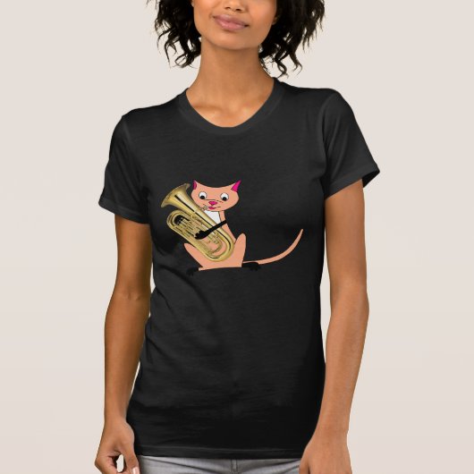 Kat dat de euphonium afspeelt t-shirt (Voorkant)