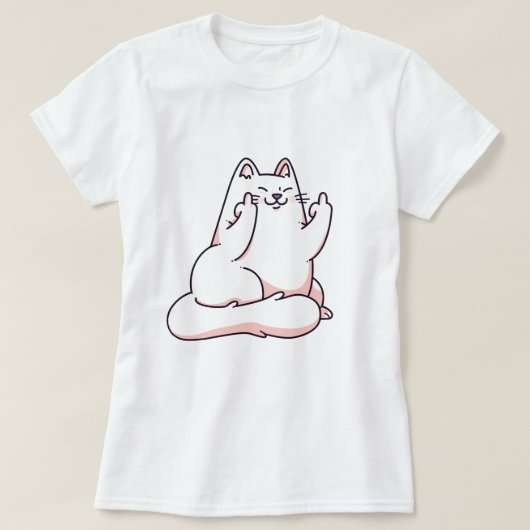 Kat dat de vinger T-shirt geeft (Design voorkant)