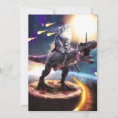 Kat dat dinosaurus unicorn in de ruimte rijdt kaart (Achterkant)