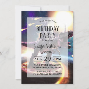 Kat dat dinosaurus unicorn in de ruimte rijdt kaart