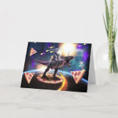 Kat dat dinosaurus unicorn in de ruimte rijdt kaart (Voorkant)