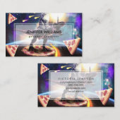 Kat dat dinosaurus unicorn in de ruimte rijdt visitekaartje (Voorkant / Achterkant)