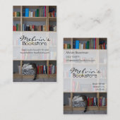 Kat dat in boekenboeken in de boekenwinkel slapen visitekaartje (Voorkant / Achterkant)