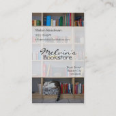 Kat dat in boekenboeken in de boekenwinkel slapen visitekaartje (Achterkant)