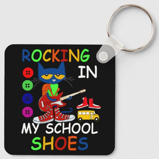 Kat dat in mijn schoolschoenen springt, terug naar sleutelhanger (Achterkant)