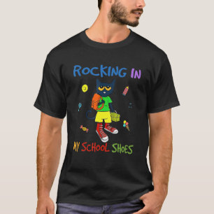 Kat dat in mijn schoolschoenen springt terug naar t-shirt