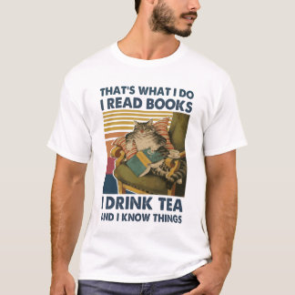 Kat dat is wat ik lees voor boeken in drink thee e t-shirt