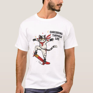 Kat dat op een skateboard staat t-shirt