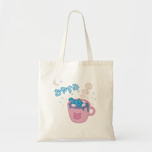 Kat dat slaapt in warme chocolade tote bag (Voorkant)