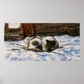 Kat dat slaapt op een bed poster (Voorkant)