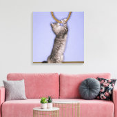 Kat dat touw reikt canvas afdruk (Insitu (Woonkamer))