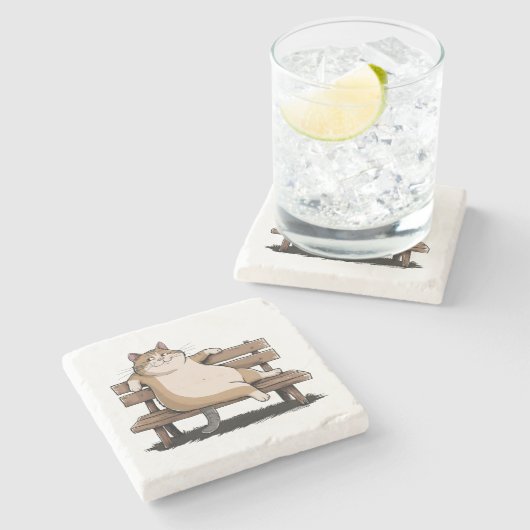 Kat de zitbank stenen onderzetter (Zijkant)