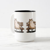 Kat de zitbank tweekleurige koffiemok (Voorkant links)