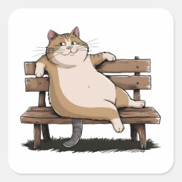 Kat de zitbank vierkante sticker