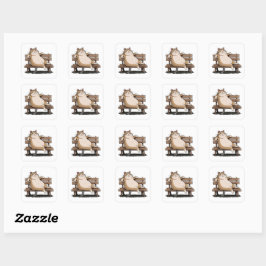Kat de zitbank vierkante sticker