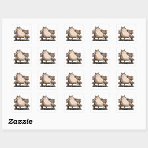 Kat de zitbank vierkante sticker