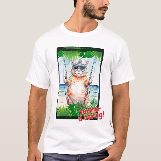 Kat "De zomer komt eraan!" T-shirt (Voorkant)