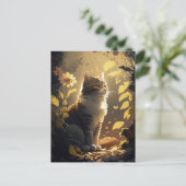 Kat De zon in een tuin van bloemen Briefkaart (Staand voorkant)
