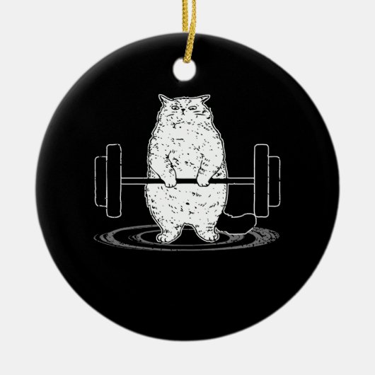 Kat Deadlift Kat Spier Cute Cats F Keramisch Ornament (Voorkant)