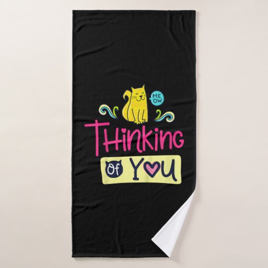 Kat denken aan u | Cute Cat Lover Gift Badhanddoek (Badhanddoek)