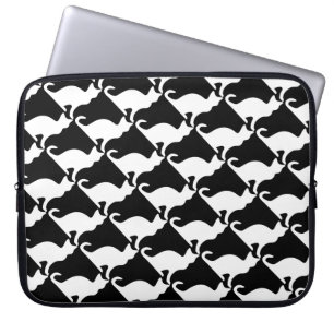 Kat design laptophoes   Zwart-witafdrukken Laptop Sleeve