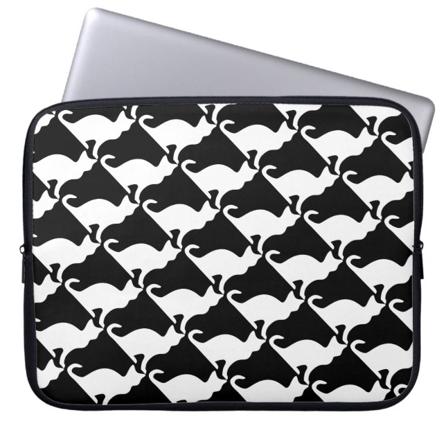 Kat design laptophoes | Zwart-witafdrukken Laptop Sleeve (Voorkant)