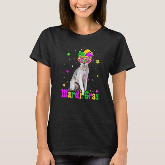 Kat Devon Rex Masker Mardi Gras Carnavals Dieren C T-shirt (Voorkant)