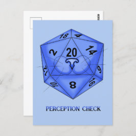 Kat. Dice 20. perceptiecontrole Briefkaart