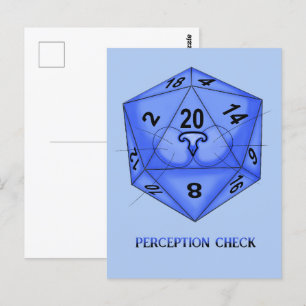 Kat. Dice 20. perceptiecontrole Briefkaart
