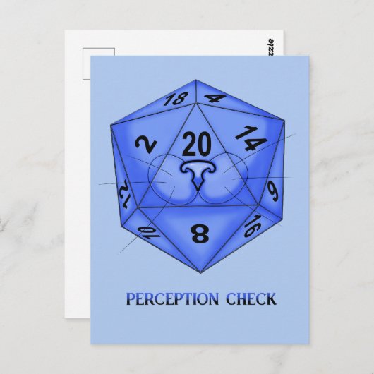 Kat. Dice 20. perceptiecontrole Briefkaart (Voorkant / Achterkant)