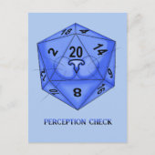 Kat. Dice 20. perceptiecontrole Briefkaart (Voorkant)