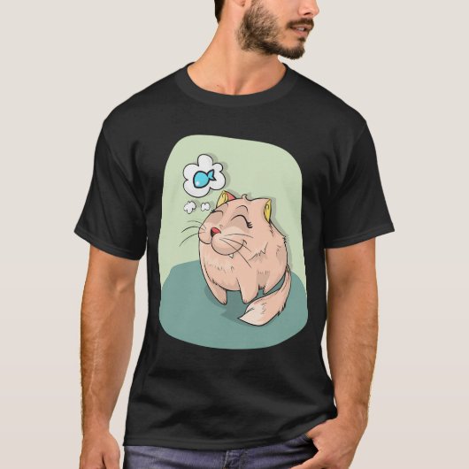 Kat die aan vis denkt t-shirt (Voorkant)