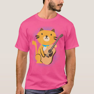 Kat die Acoustic Guitar Cool Musician Guitaris T-shirt