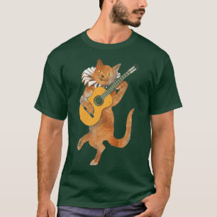 Kat die Acoustic Guitar Cool Musician Guitaris T-shirt