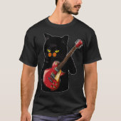 Kat die Acoustic Guitar Mannen afspeelt T-shirt (Voorkant)